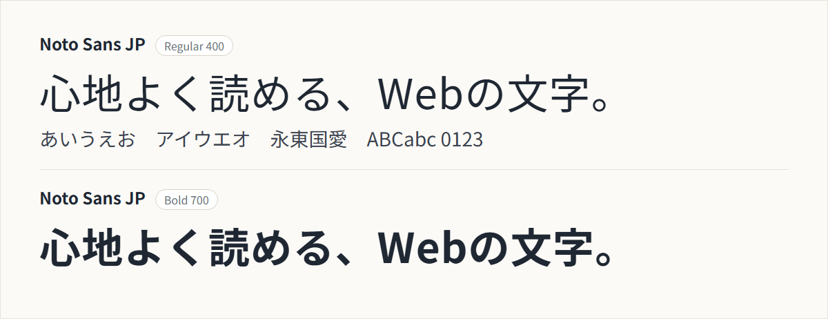Noto Sans JPの表示見本