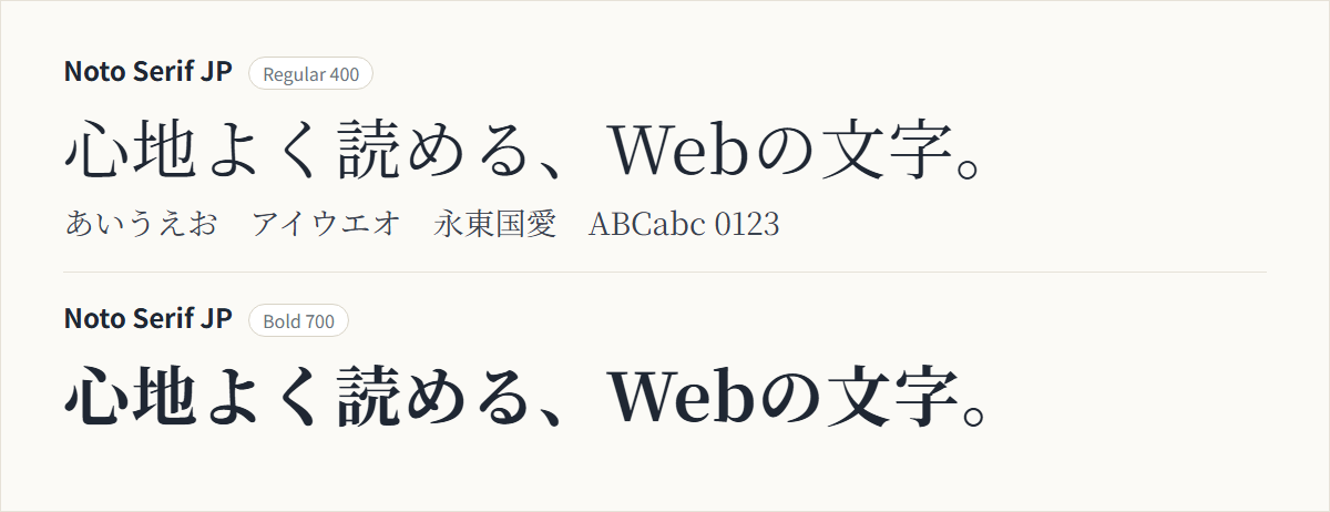 Noto Serif JPの表示見本