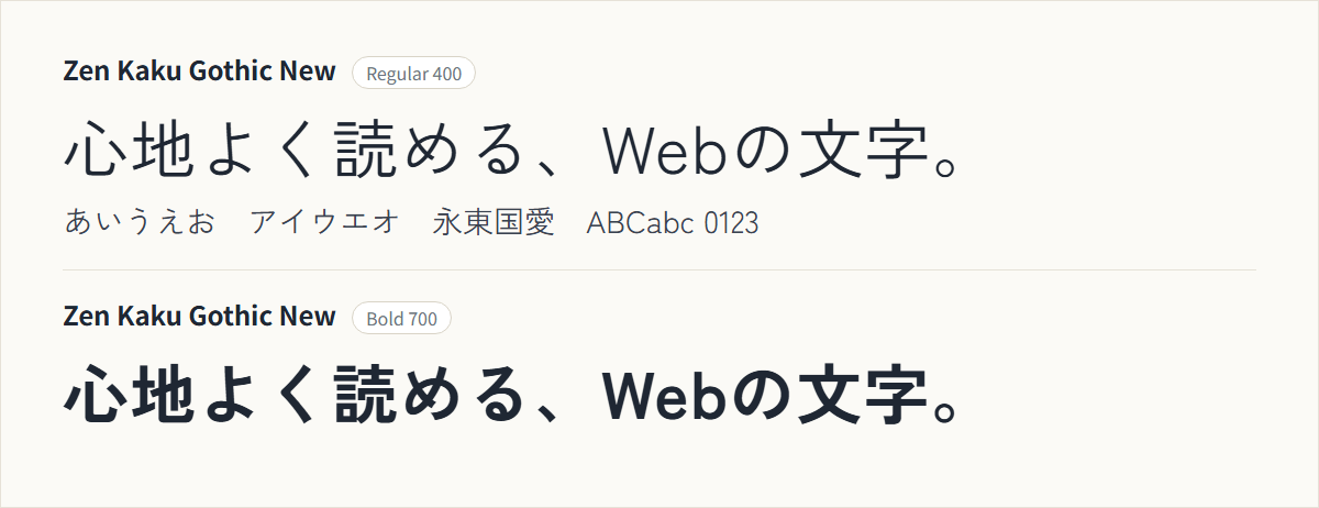 Zen Kaku Gothic Newの表示見本