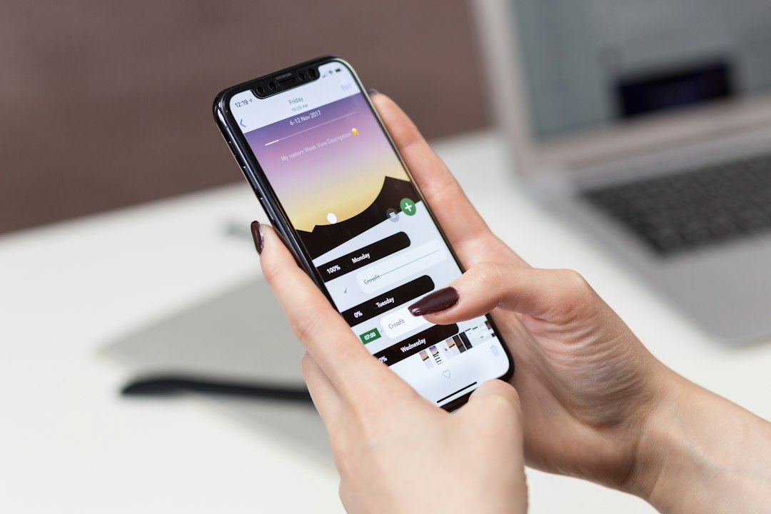 スマートフォンで表示を確認する様子